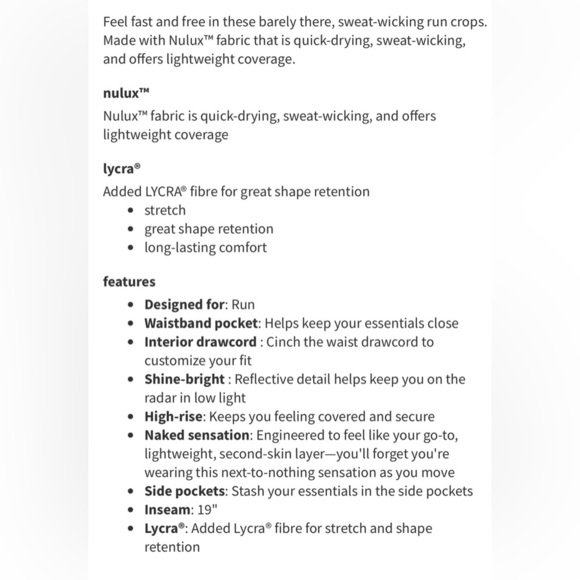 Lululemon sz 8 Fast & Free Crop II Nulux 19" Black High-Waisted Leggings - Picture 11 of 14